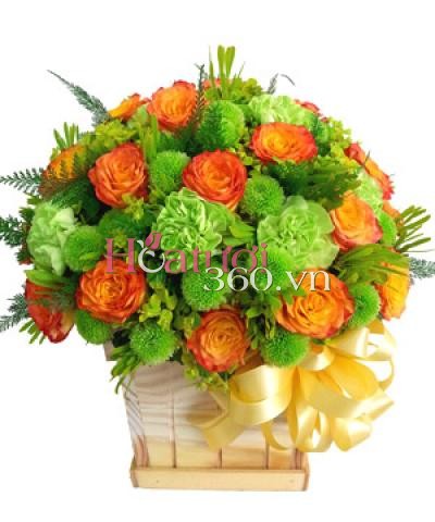 Hoa hộp gỗ 04_Hoa tươi 360