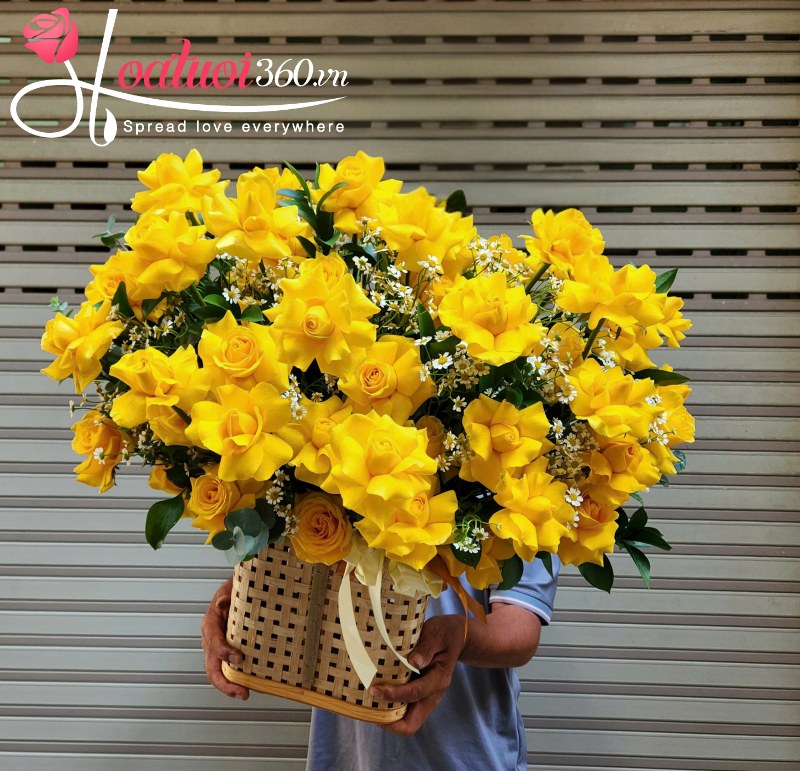 Giỏ hoa khai trương tone vàng Đại Cát Đại Lợi