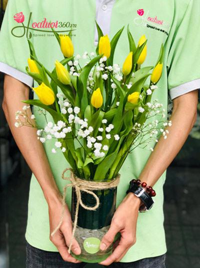 Bình hoa Tulip vàng - Niềm hạnh phúc bất tận