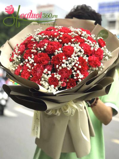 Bó hoa cẩm chướng đỏ đẹp mê hồn