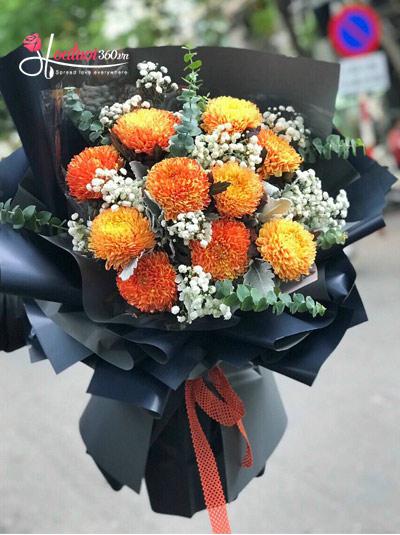 Bó hoa cúc mẫu đơn cam - Ngày nắng hạ