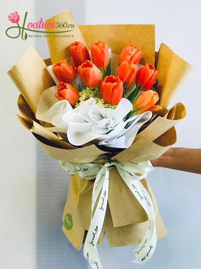 Bó hoa tulip cam - Sắc hoa nồng nàn