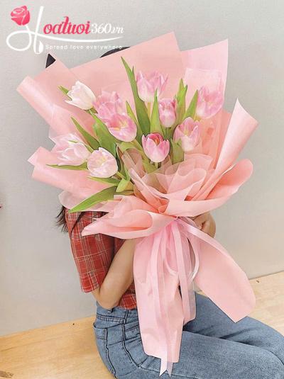 Bó hoa tulip hồng - Yêu dấu ngọt ngào