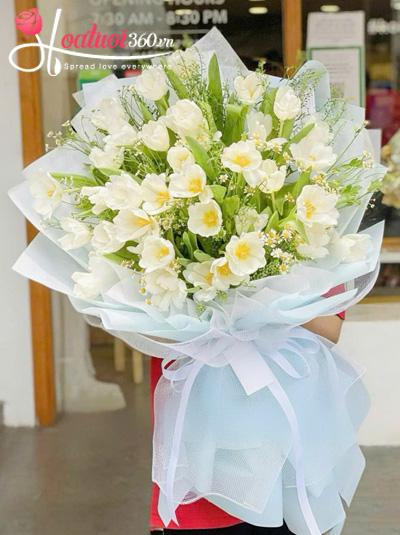 Bó hoa tulip trắng - Giấc mơ dịu dàng