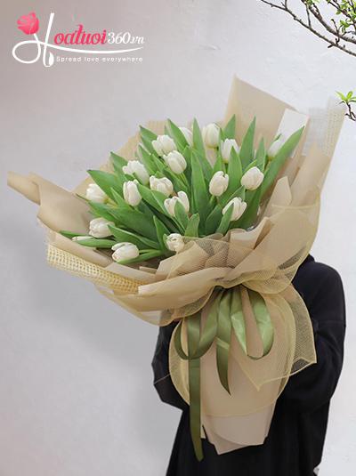 Bó hoa tulip trắng - Như phút ban đầu