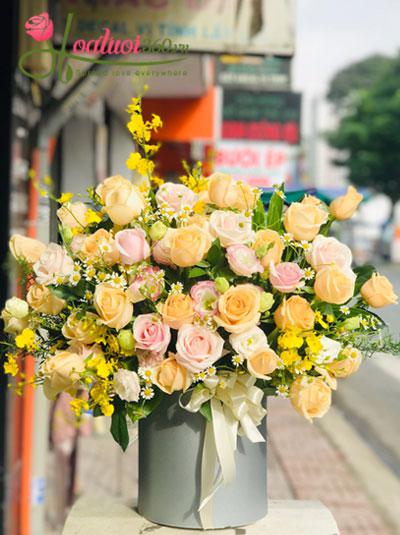 Hoa hộp hồng vàng - Gắn kết tình nghĩa