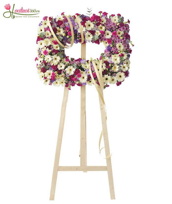 Kệ hoa tang lễ màu tím hình vuông biểu tượng an yên