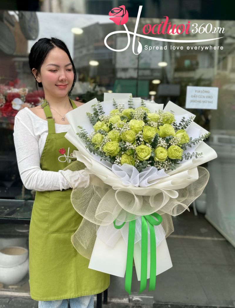 Mẫu hoa bó dài phong cách Hàn Quốc gói nhiều lớp giấy