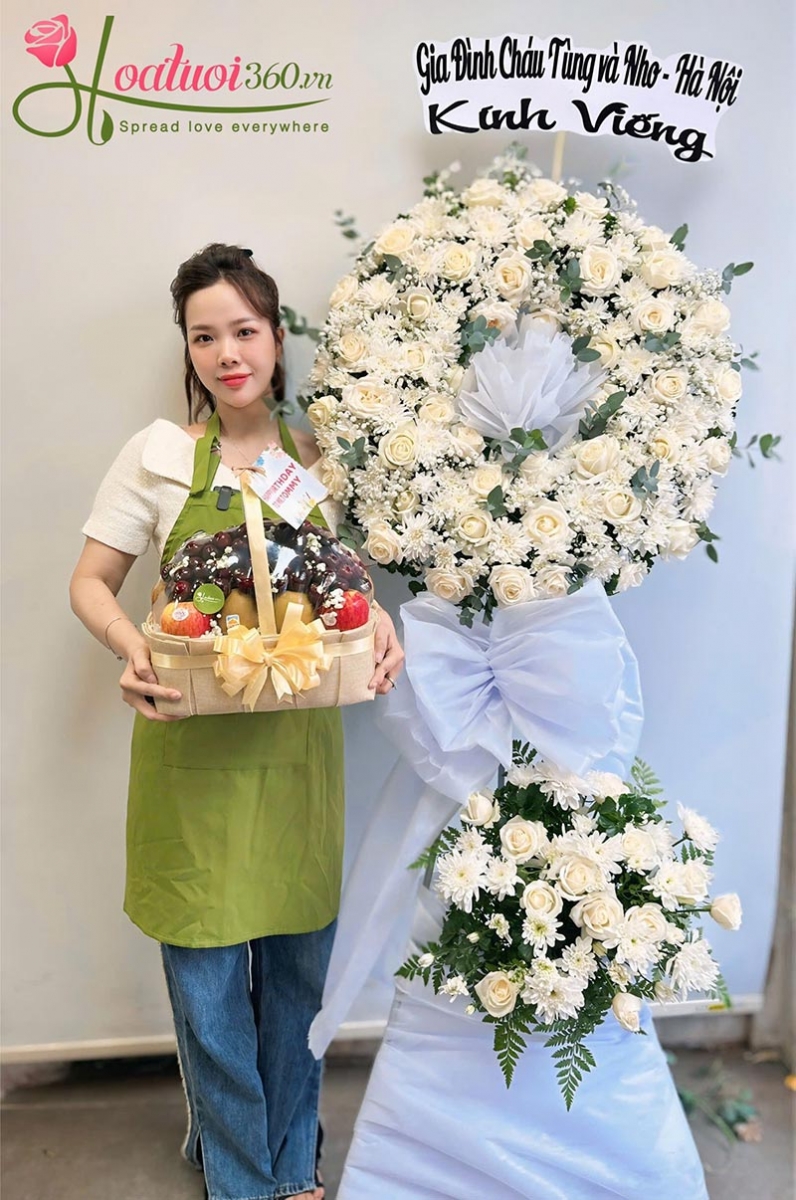 Hoa chia buồn thiết kế truyền thông vòng tròn