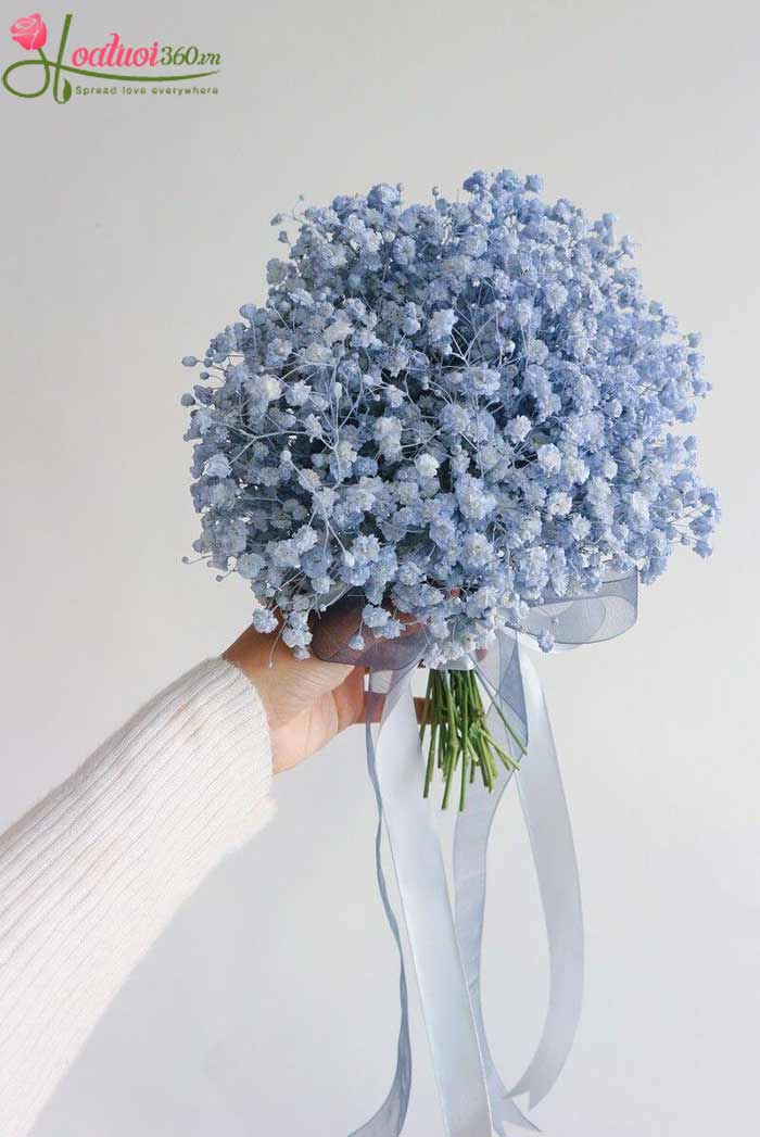 Bó hoa baby xanh cá tính cho cô dâu cầm tay