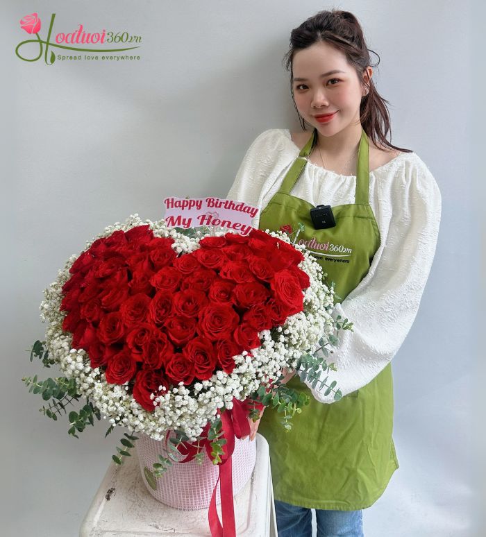 Hộp hoa trái tim sinh nhật giao địa chỉ nhà phường Tân Thới Hiệp, TPHCM