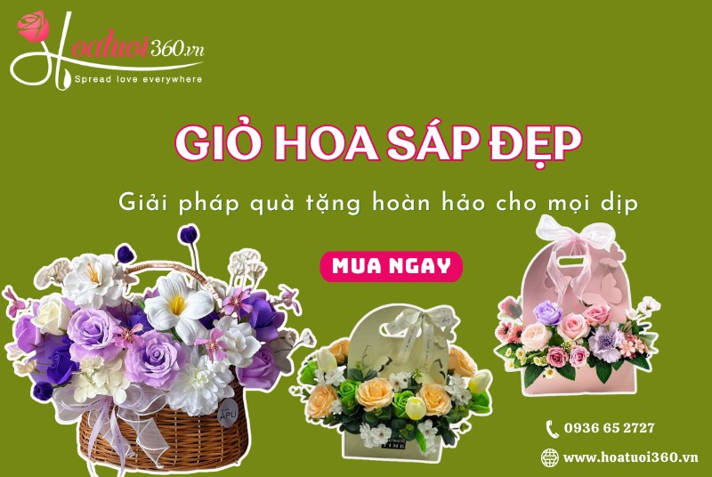 Shop bán giỏ hoa sáp đẹp, uy tín