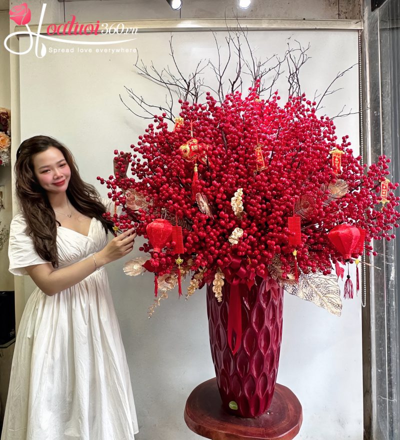 Chậu hoa chúc mừng năm mới