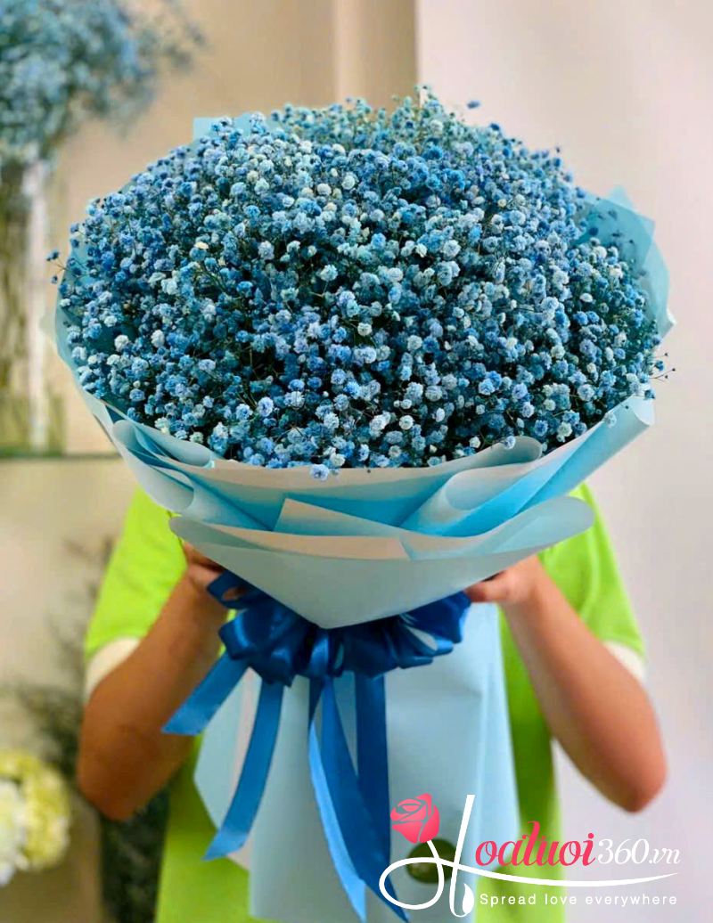 Bó hoa baby xanh dáng tròn