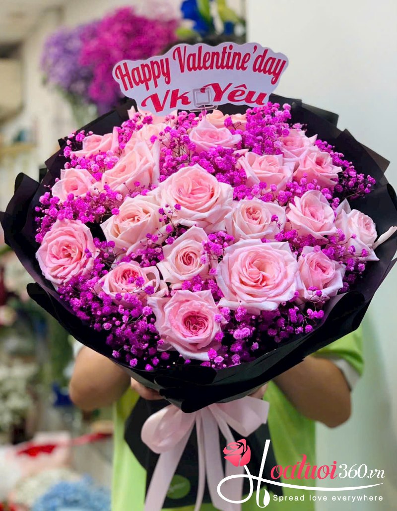 Bó hoa hồng mix chúc mừng