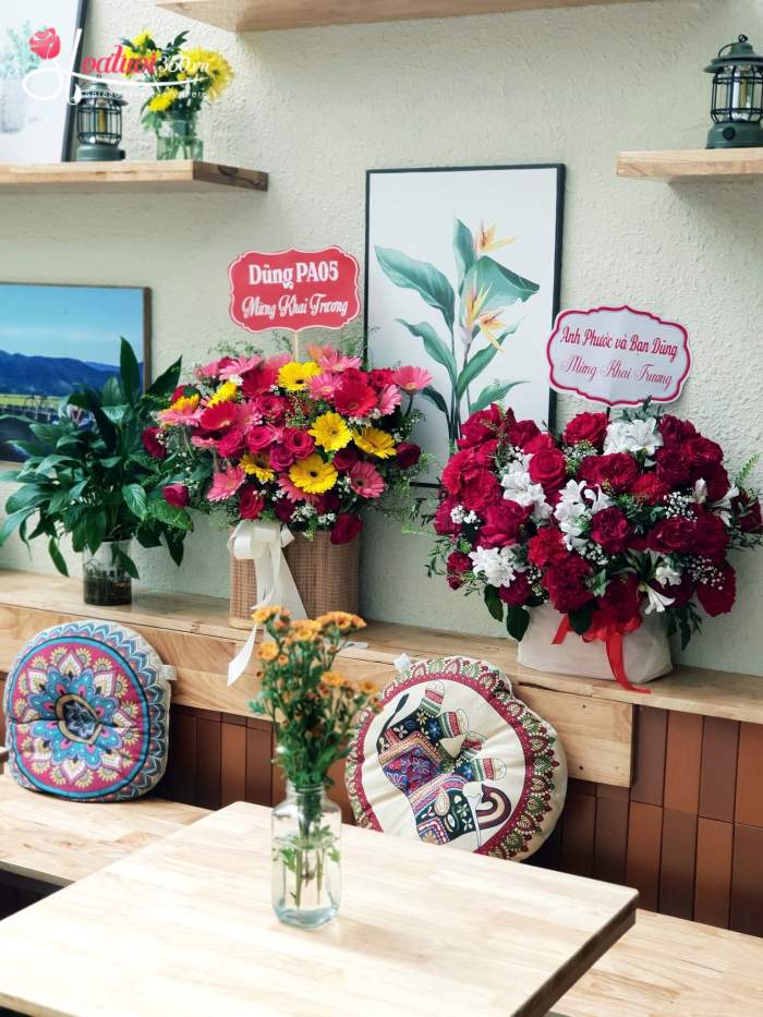 Giỏ hoa chúc mừng khai trương quán cà phê