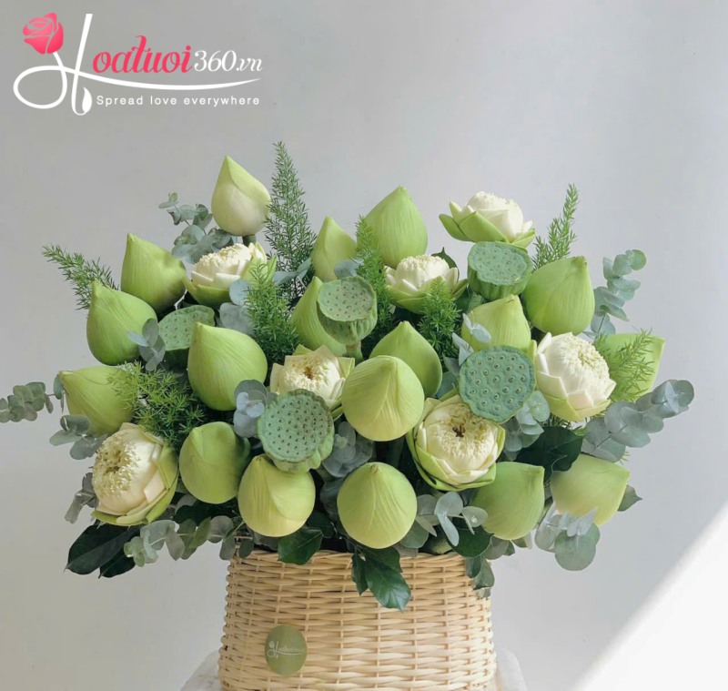 giỏ hoa sen trắng đám tang