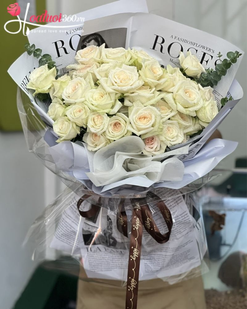 Bó hoa hồng trắng xin lỗi