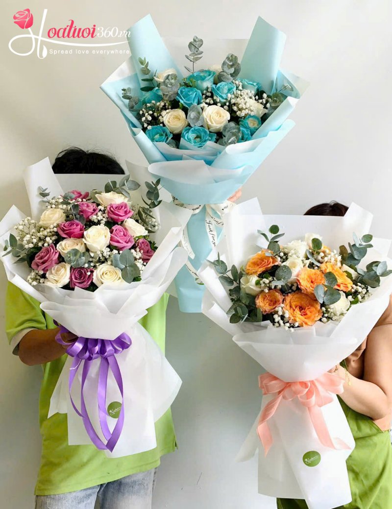 hoa bó sự kiện nhiều màu