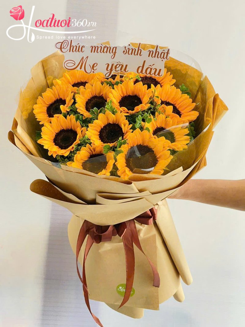 Bó hoa hướng dương bó tròn