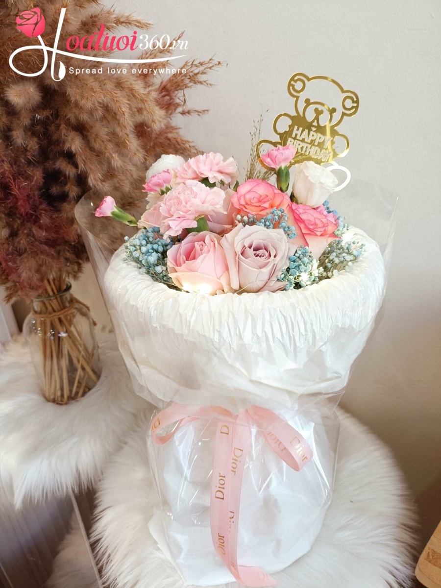 hoa bó tròn phong cách Hàn Quốc