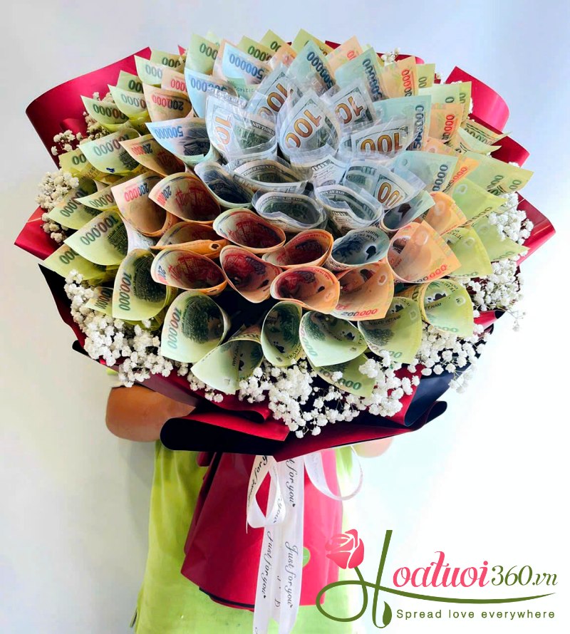 bó hoa tiền tặng vợ ngày 20/10