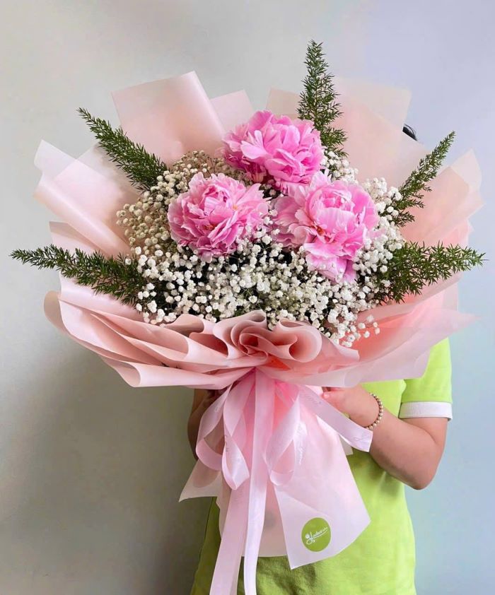 Bó hoa mẫu đơn nhập khẩu 3 bông tại Hoa Tươi 360