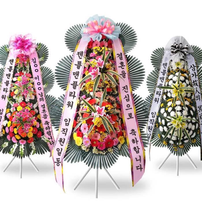 Đa dạng thiết kế kệ hoa khai trương phong cách Hàn Quốc màu sắc bắt mắt