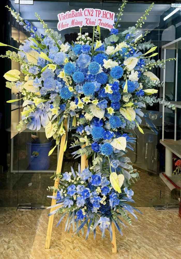Kệ hoa 2 tầng cẩm tú cầu xanh mừng khai trương