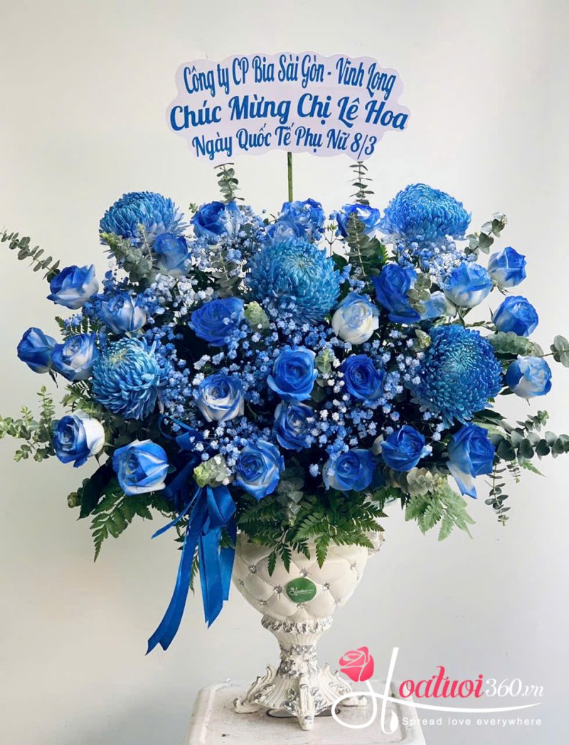 Lẵng cúc mẫu đơn xanh mix