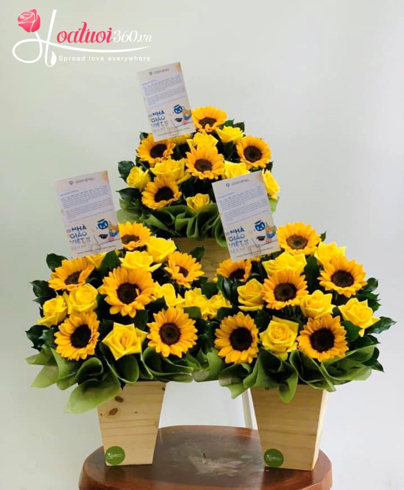 lẵng hoa hướng dương mừng ngày 20/11