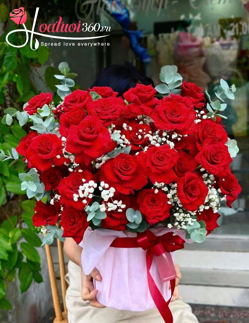 Lẵng hoa chúc mừng khởi công tone đỏ