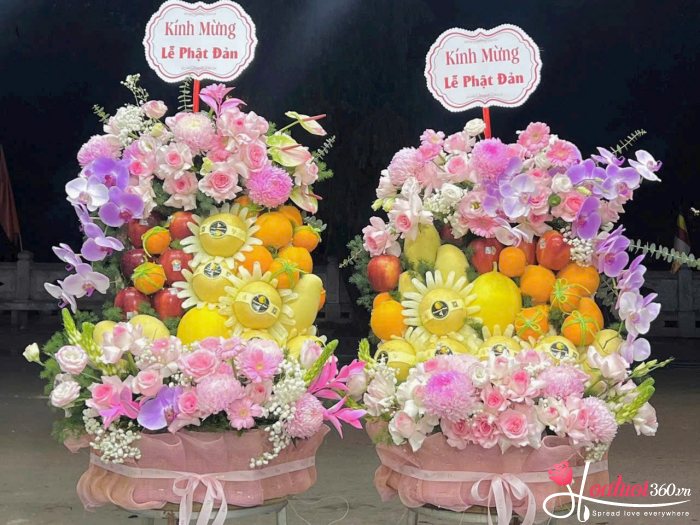 Set hoa và trái cây tươi nhập khẩu mừng lễ Phật Đản