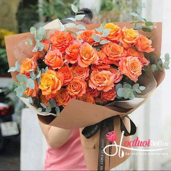 Bó hoa hồng cam - Rực rỡ như nắng