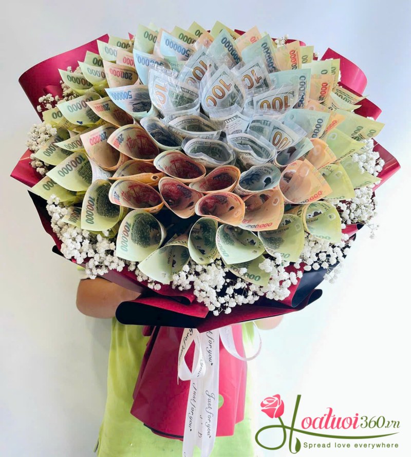 Bó hoa tiền polyme tặng lễ tốt nghiệp sang trọng