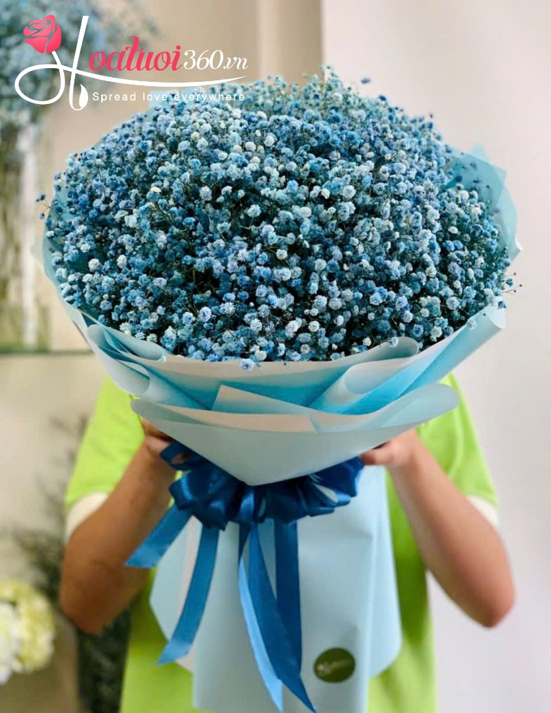 Bó hoa mừng tốt nghiệp baby xanh