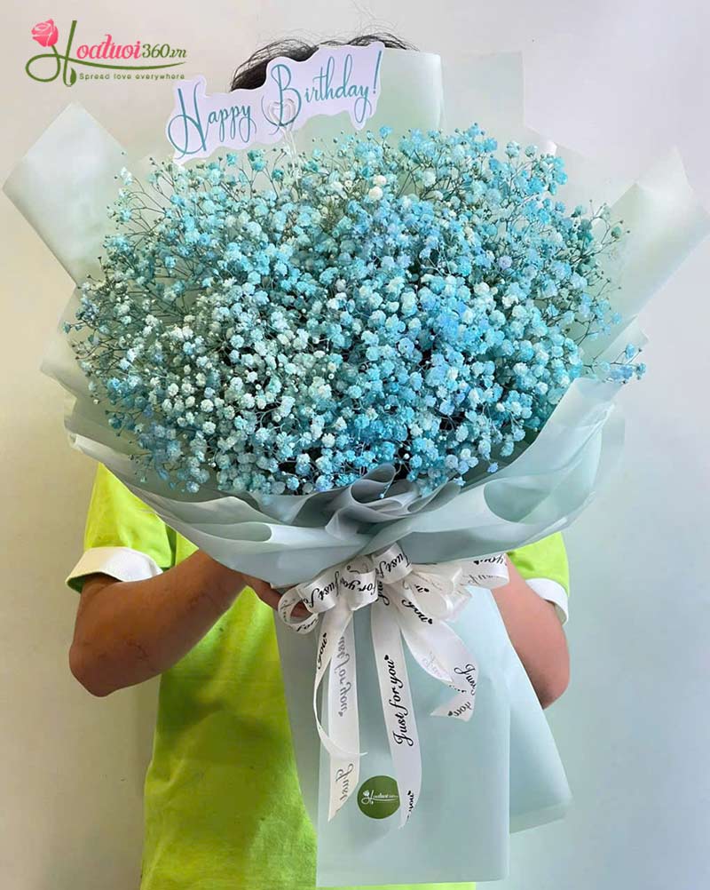 Bó hoa baby xanh dương tặng thầy chủ nhiệm mừng 20 tháng 11