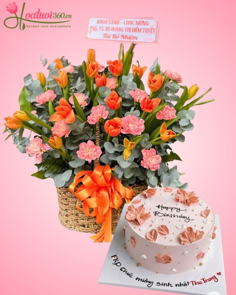 Hoa và bánh sinh nhật đẹp tặng bạn bè, đồng nghiệp