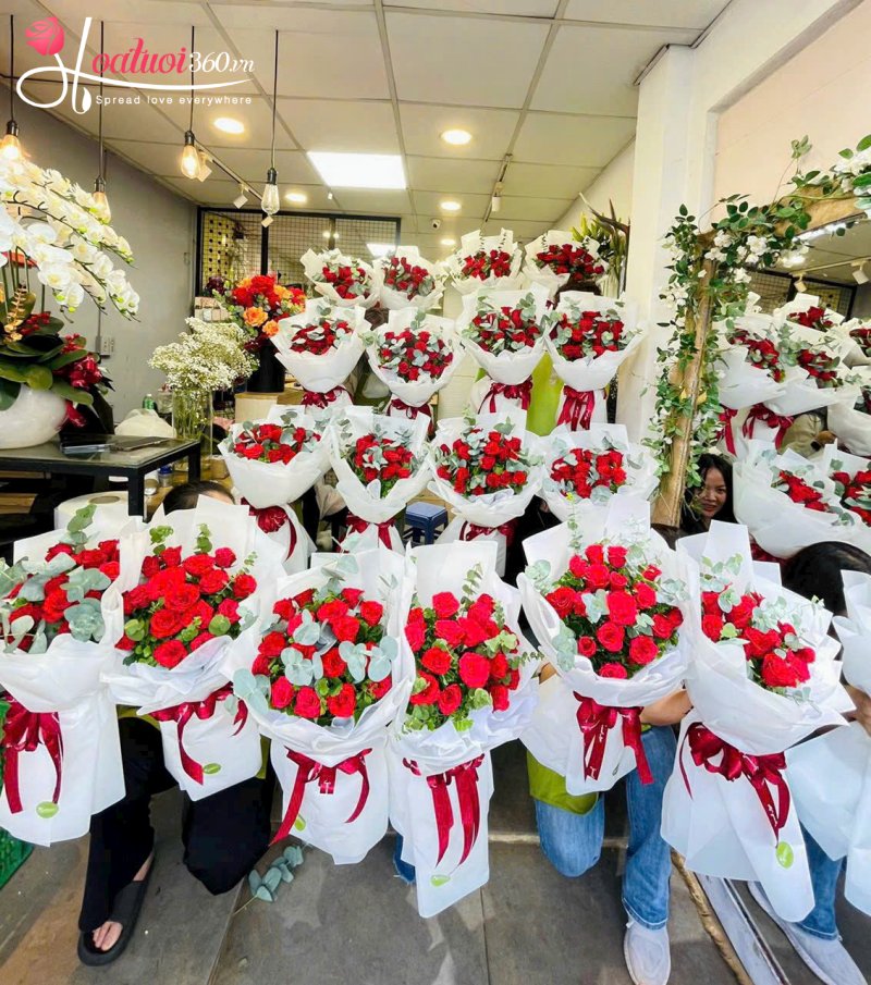 hoa bó sự kiện hoa hồng